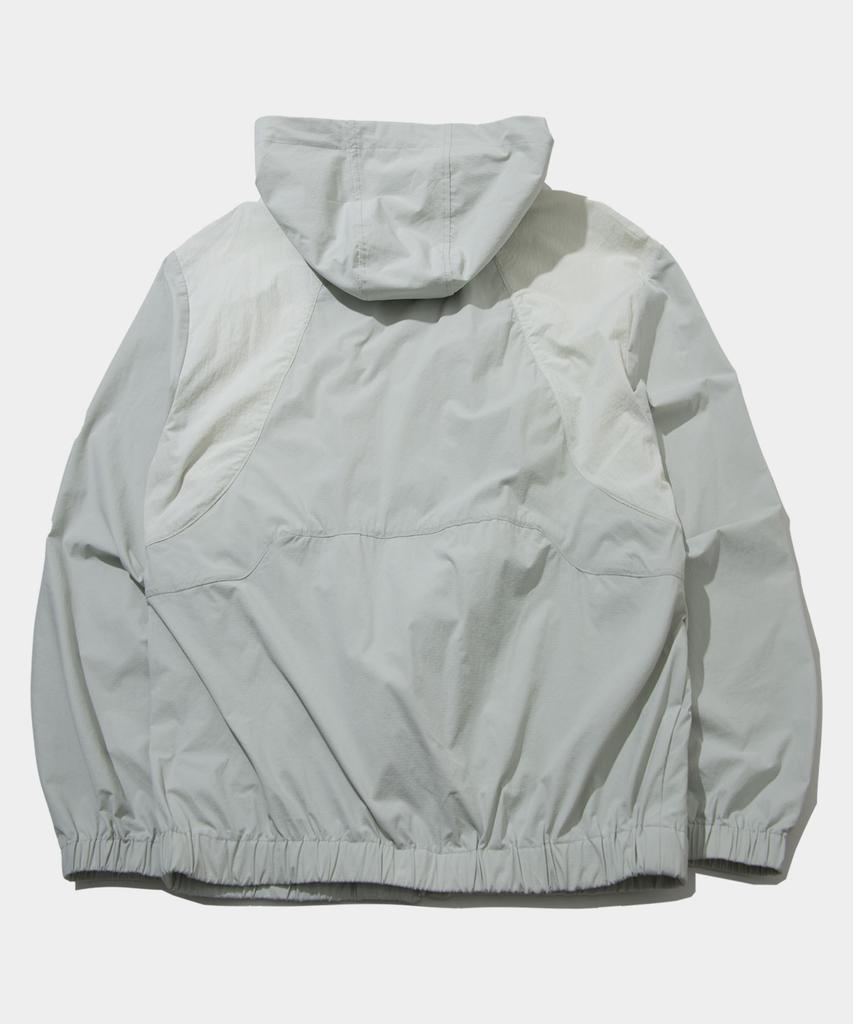 Placestudioman High-Neck Sheer Contrast Nylon Hooded Windbreaker [Wine]