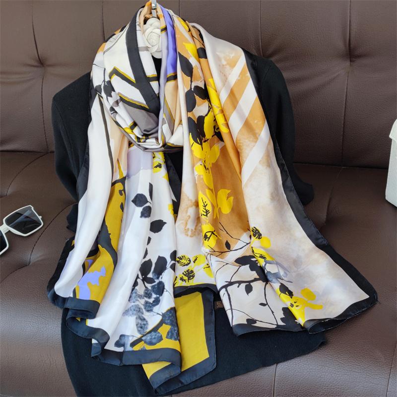 180*90cm muffler fashion Luxury Brand Scarf Women New Style Fashion Color Matching Print Silk Lady Popular Headcloth Beach Shawl