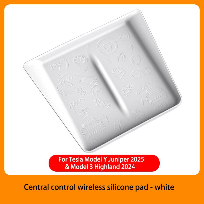 For Tesla Model3 Highland2024 ModelY Juniper2025+Silicone Car Phone Wireless Charging Pad Non-Slip Mat Dust-Proof Car Accessorie