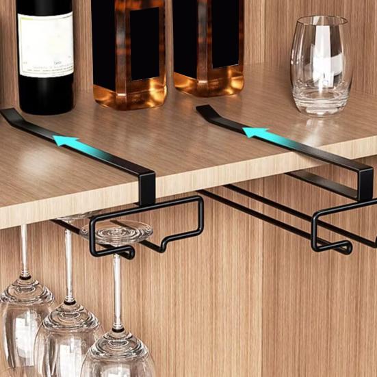 Rödvinshållare Förtjockad Metall Träfäste Stabil Rostskyddande Självhäftande Fäste Ingen Borrning Upp-och-Ned Förvaring Dekorativ Köksställ