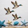 Wooden Beach Wall Art Vintage Sea Turtle Duck Bird Wall Decor Rustic Farmhouse Coastal Ocean Hanging Ornament for Living Room Bedroom