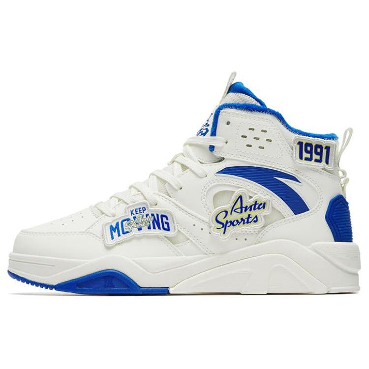 

новые кеды Anta с высоким верхом, противоскользящие, износостойкие, для скейтборда, женские, бело-синие, на флисовой подкладке 36.5