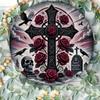Vintage Gothic Metal Wall Art Tin Sign Halloween Skull Cemetery Decor