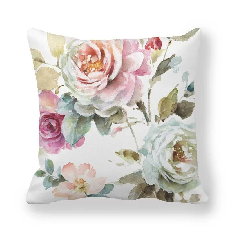 Housse de coussin florale camélia Rose, taie d'oreiller Vintage à imprimé Floral, décorative pour canapé