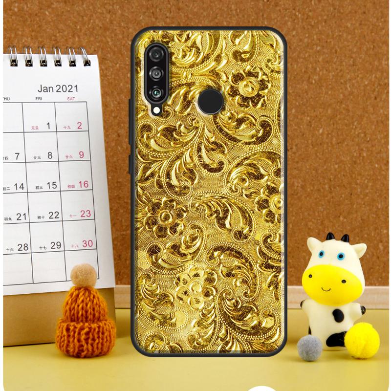 Gold Floral Pattern For Huawei Nova 9 10 SE 3i 7i 8i 11i 12i Y60 Y61 Y70 Y72 Y73 Y90 Y91 P20 P30 P40 Lite Case
