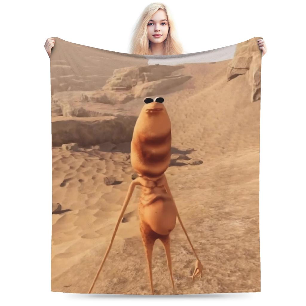 Marcus The Worm Meme Blanket Fleece Decoration Robert Help Me Breathable Lightweight Thin Throw Blankets for Sofa Bedspread