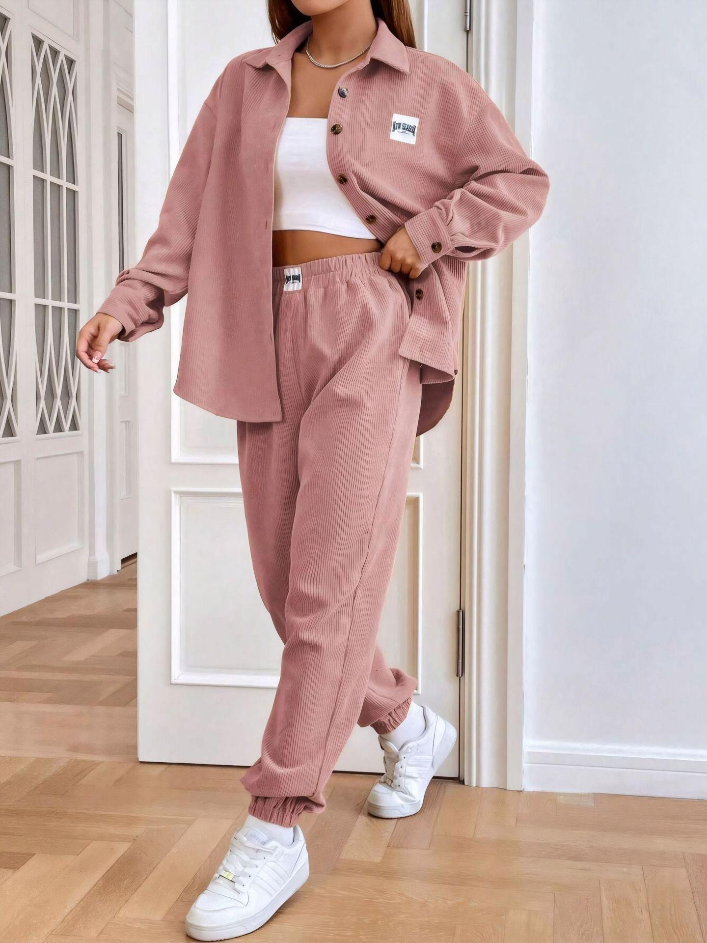 

Two-Piece Women s Casual Set: Japanese, Korean, European, and American Fashion Styles XL (120-130 cm) рожевий