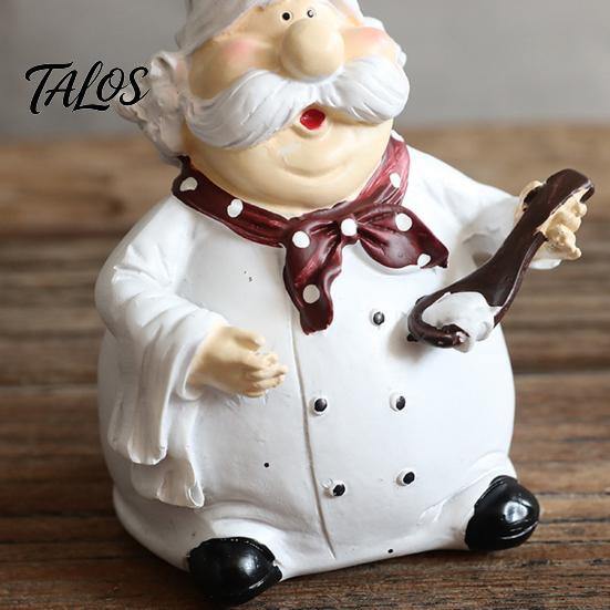 No Paint Peeling Resin Doll 2Pcs Tall Hat Chef Figurine for Kitchen And Restaurant Decor, Hand-Painted Cartoon Statue Dolls with Stable Base Tabletop