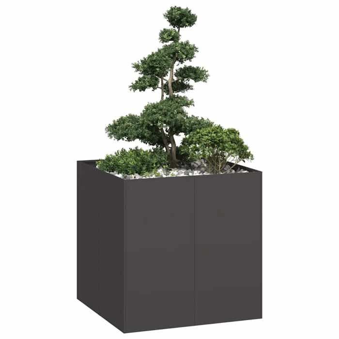 VidaXL Planter Black 80x80x80 Cm Steel, Flower Pot, Plant Stand, Raised Bed, Planter Support, Container 860780