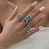 Fashionable Sturdy Metal Geometric Rings Set with Stylish Gemstones Portable for Fashion Women Ladies Casual Wear