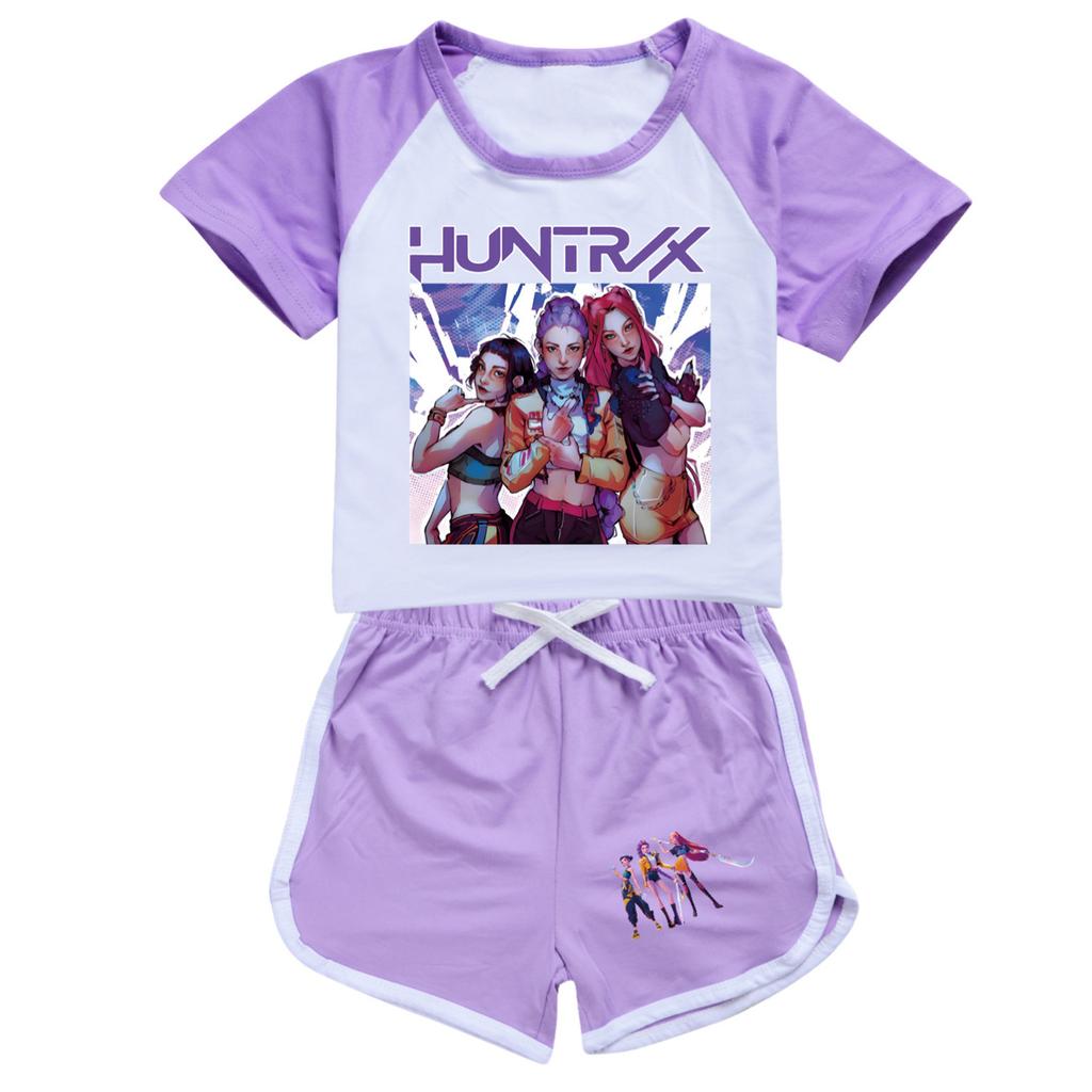 Kids Summer Sport T-Shirt And Shorts 2 Piece Outfit Tracksuit Set Short Sleeve Print Crop Tops With Clothing Set