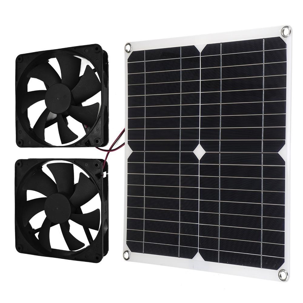

Durable 12W Solar Powered Fan Dual Fan IP65 Waterproof Outdoor Fan Kit Solar Fan Kit Chicken Coops