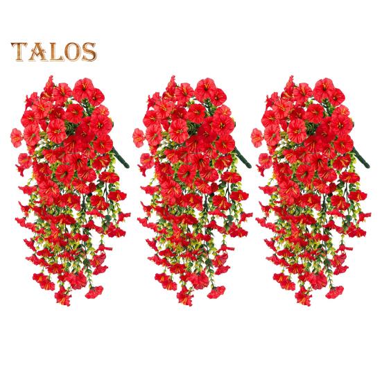 3 Stück Hängende Künstliche Prunkwinde UV-Beständig Realistisch Echte Seidenblume Hochzeitsparty Innen Außen Garten Wandbehang Kunstblumen Dekoration