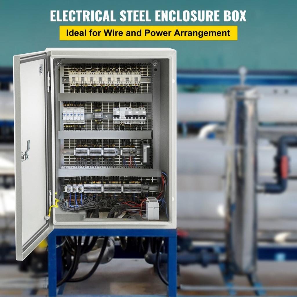 NEMA Steel Enclosure, 16 X 12 X 8\'\' NEMA 4X Steel Electrical Box, IP66 Waterproof & Dustproof, Outdoor/Indoor Electrical Junction Box, with Mounting