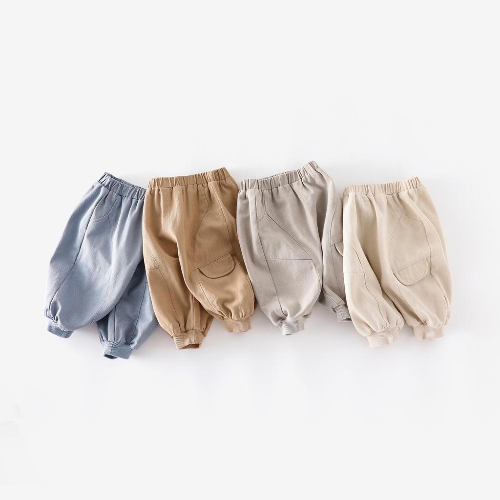 2025 Autumn Kids' Korean Style Fashion Solid Color Cargo Pants