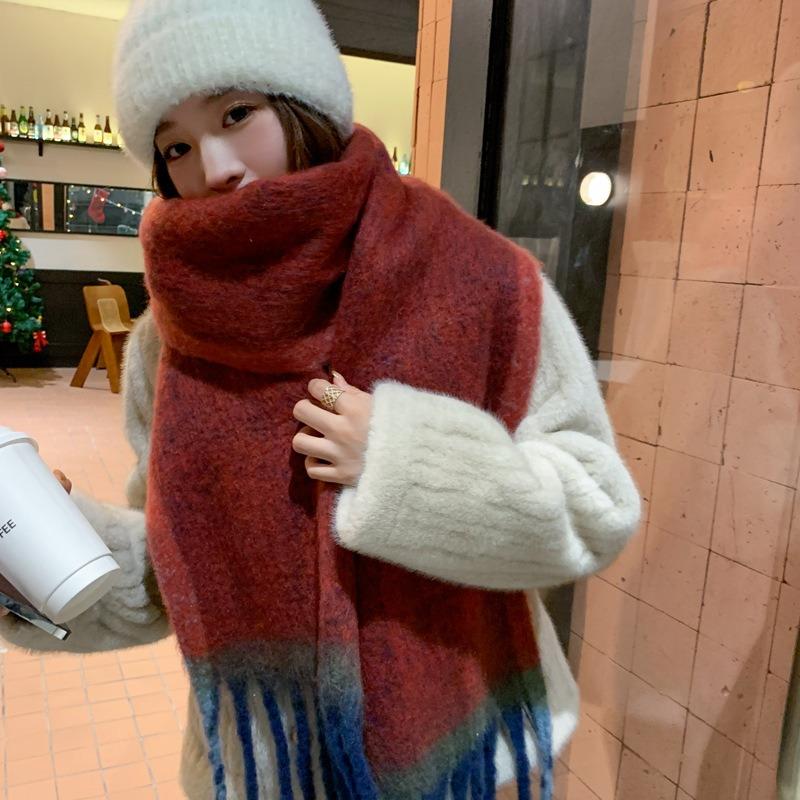 Maillard Color Gradual Change Color Scarf Women Autumn and Winter Warm Versatile New Scarf