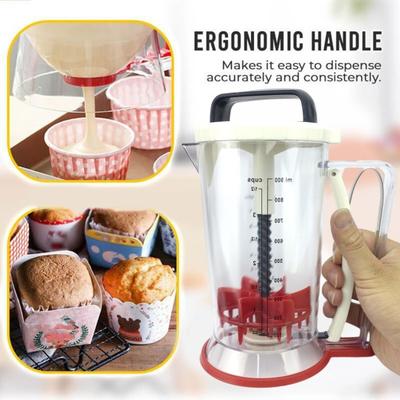 Dispenser per pastella da 900 ml con etichetta di misurazione Dispenser per pastella per pancake Cupcake Waffle Muffin Mix Separatore per pastella per crepe e torte