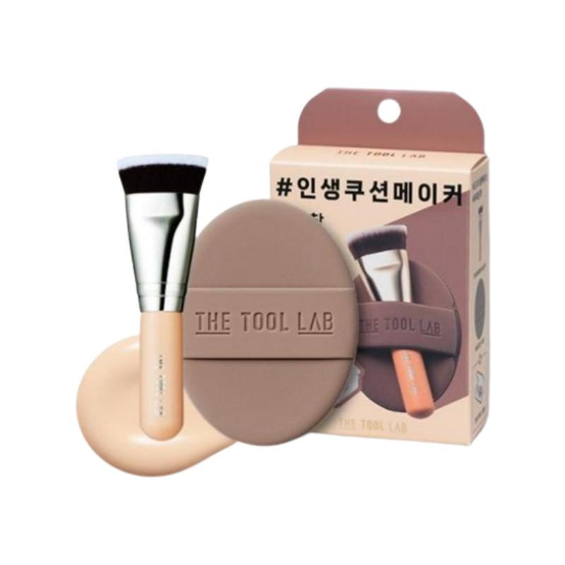 THE TOOL LAB Ultra-Adherent Duo for My Skin (1 Brush + 1 Puff + Case Included) – Moisturizing