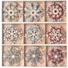 6 PCS Wooden Hollow Snowflake Christmas Vintage Pendants Christmas Tree Hanging Ornaments Xmas Hanging Ornaments DIY Painting