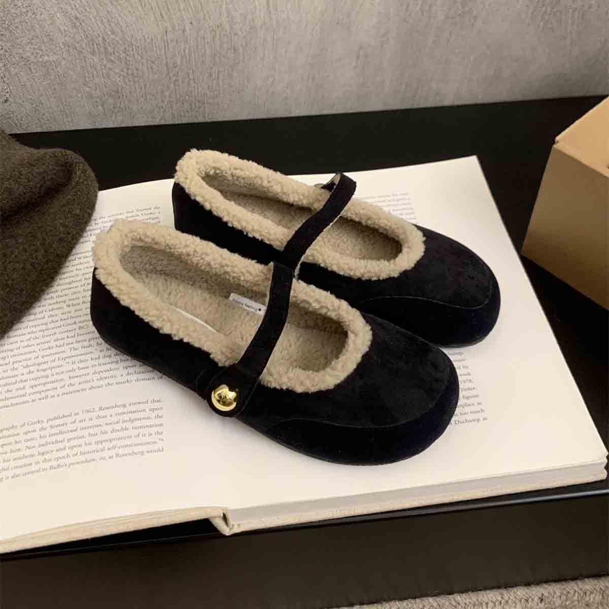 

Ретро замшевые туфли женские бархатные хлопковые туфли женские зимние новые теплые туфли Mori Mary Jane женские шапочки на плоской подошве 40