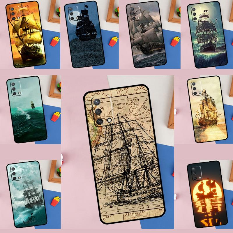 Sailing Pirate Ship Case For Oppo A78 A98 A80 A40 A60 A18 A38 A58 A15 A17 A77 A74 A94 A54 A57S A16 A76 A96 Cover