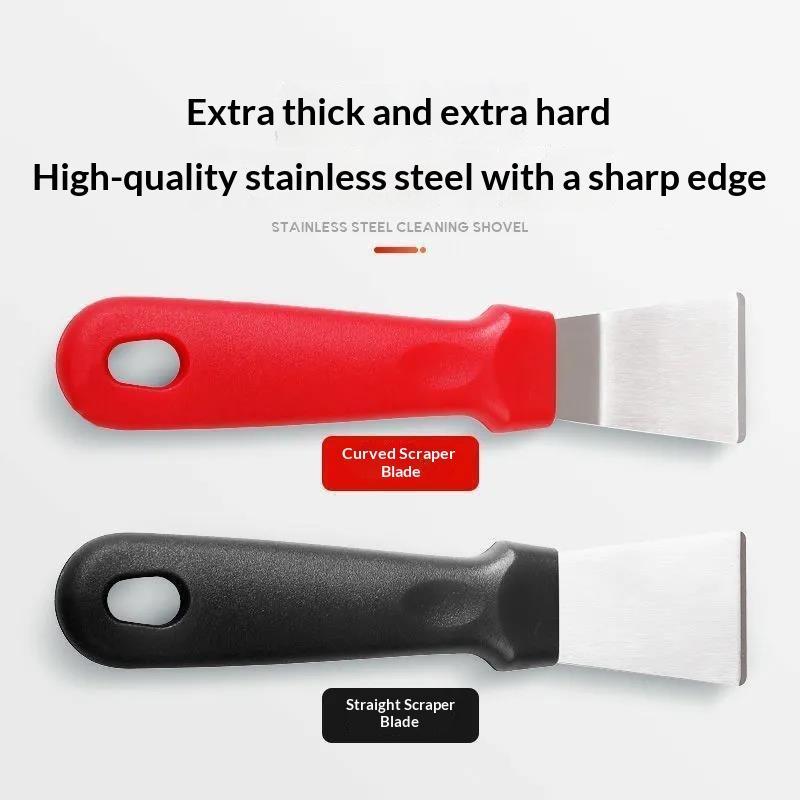 Stainless Steel Kitchen Scraper Nonslip Handle Strong Scraping Power Multi Use for Countertop Food Residue Cleaning