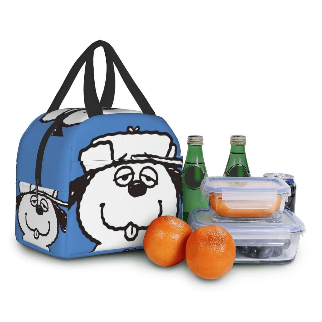 Snoopy and Olaf Insulated Lunch Bag with Bento Cooler Bag with Soft Cooler Bag Clasp, Black, Box, Insulated, Zipper, Compact, Bag, Tote/Eco