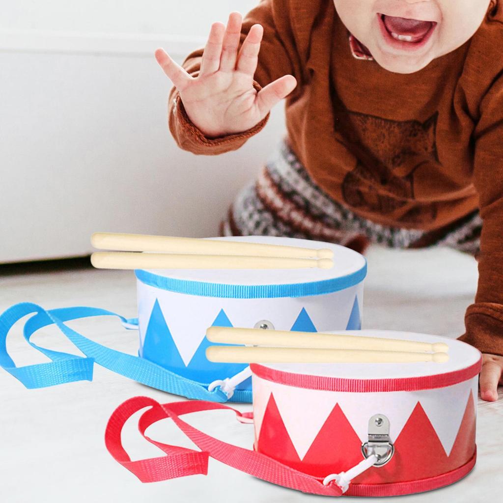 8-calowy Zestaw Perkusyjny dla Dzieci Zestaw Perkusyjny Marszowy Bęben Pasowy z Regulowanym Paskiem na Instrument Muzyczny Prezent Festiwalowy dla Niemowląt Dziewczynek Chłopców