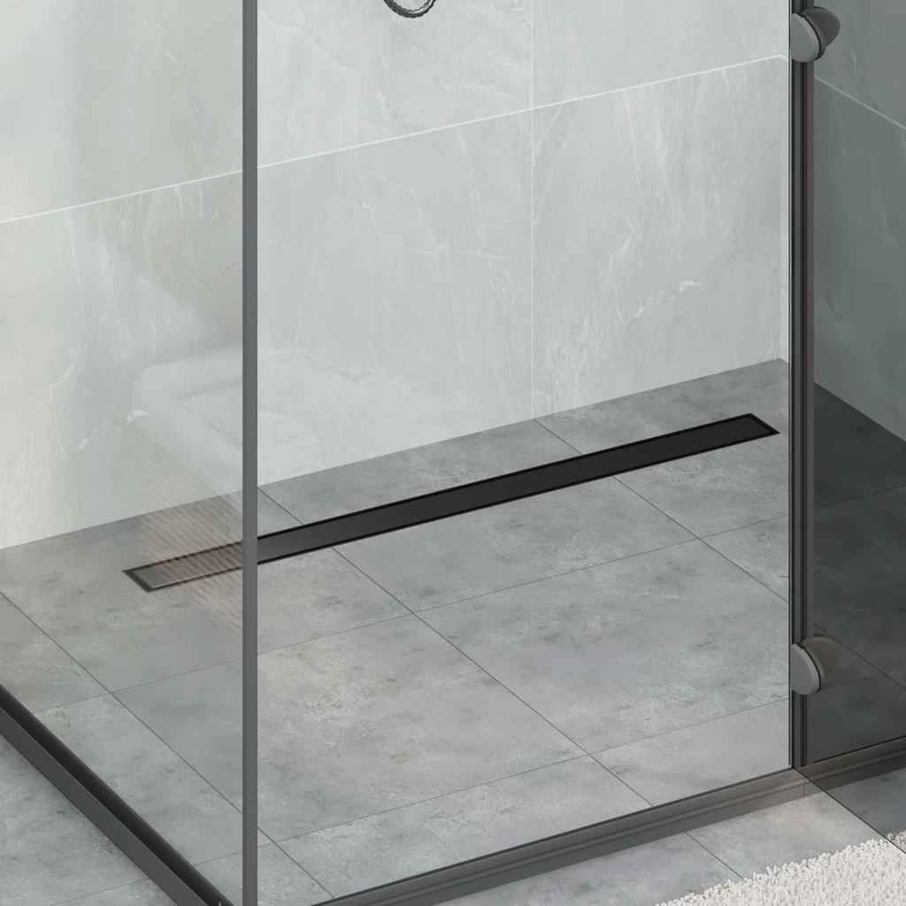 2 in 1 Shower Drain with 360 degrees Siphon Black 90 cm Stainless Steel 304