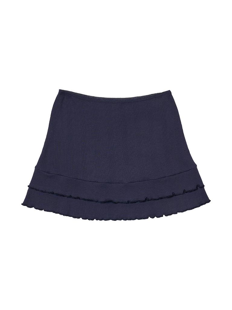 Ovtu Wave Frill Cotton Skirt_Navy