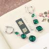 Silver Green Crystal Dangle Earrings: Minimalist Long Style for Women, European American Touch, Perfect Christmas Jewelry
