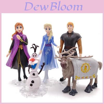 Enchanting 5pcs Snow Queen Anna Elsa Frozen 2 Olaf Sven Kristoff Action Figures Set