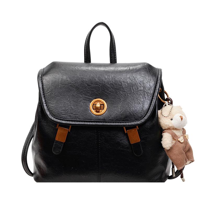 Schoolbag Casual Simple Backpack Women's 1011 New Trendy Commuter Backpack Daily Versatile Large Capacity Soft Leather Popular School Bag