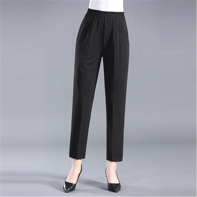 Middle-aged Elderly Women's Pants Summer Thin Nine-point Mother Pants Straight Loose Grandma Pants Casual