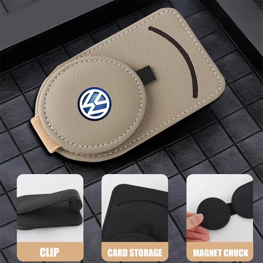 Hijk1 Car Sun Visor Glasses Box Sunglasses Clip Card Ticket Holder For Volkswagen VW GTI R Golf Polo Tiguan Passat Jetta Lavida Rline