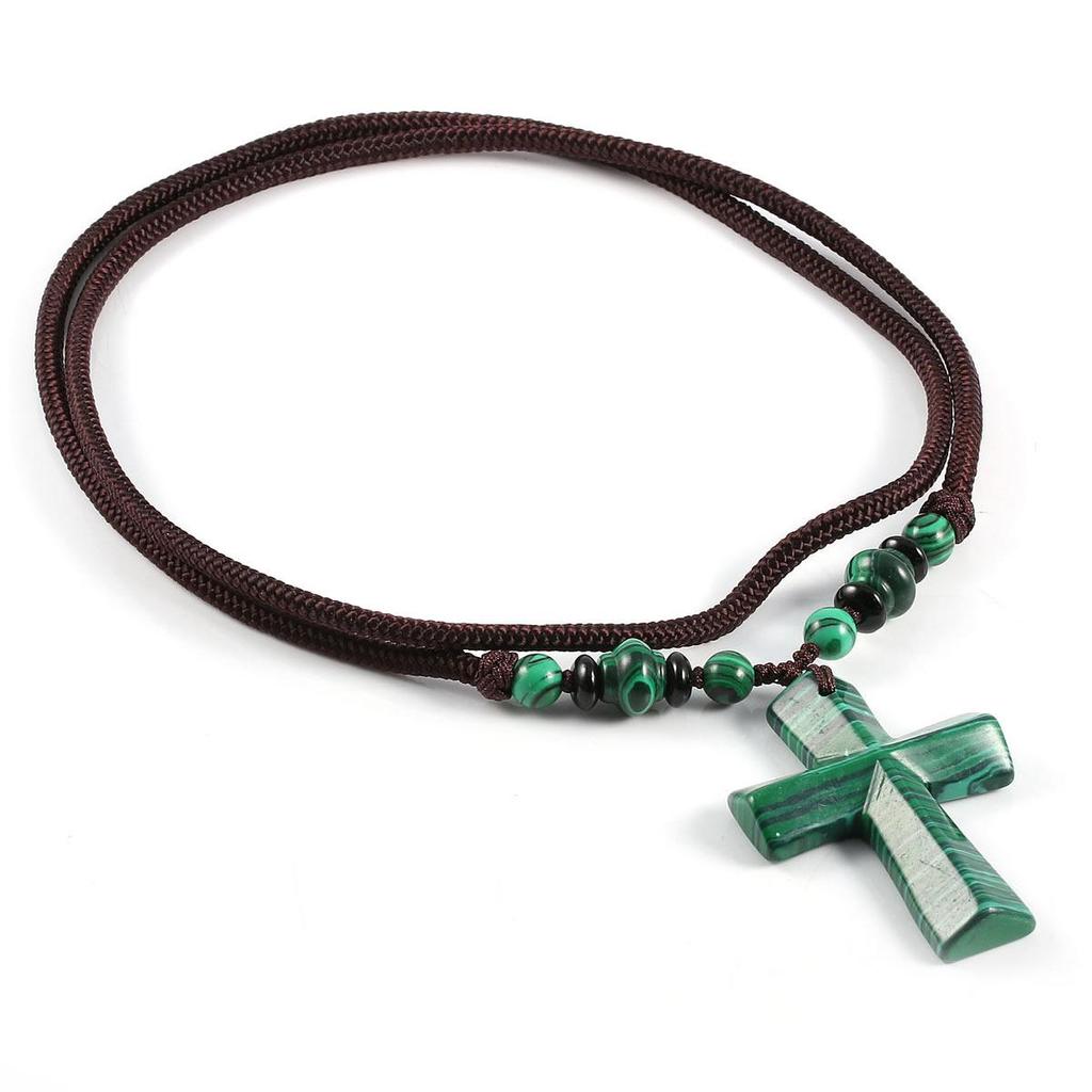 New Style Necklace 66 Cm with Cross Agate Pendant Charms for Elegant Women Wedding Clothes Jewelry