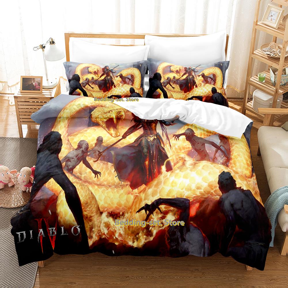 Comforter New Diablo Iv Bedding Set Single Twin Full Queen King Size Bed Set Adult Kid Bedroom Duvet Sets Anime Parure De Lit Bed