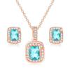 Simple Geometric Square Zircon Stud Earrings Pendant Necklace Women'S, Colored Gemstones Engagement Jewelry Set