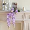 Decorative Flowers Artificial Wisteria Flower Fake Hanging Vine with Long Stem Wedding Faux Bouquet for Tall Vase Home Party Decor Floral Arrangement