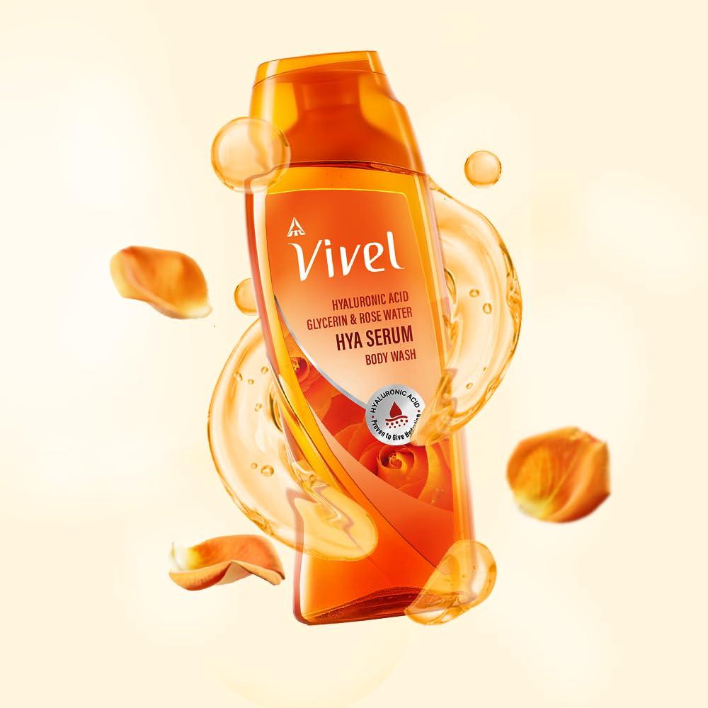 Vivel Hya Serum Body Wash 200ml, Bodywash With Hyaluronic Acid For Hydration | Glycerin & Rose Water, Dermatologist Tested, No Paraben, Shower Ge