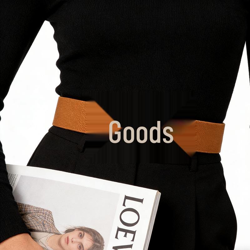 Elegant Rhinestone Women's Leather Belt with Stylish Buckle and Elastic Waistband