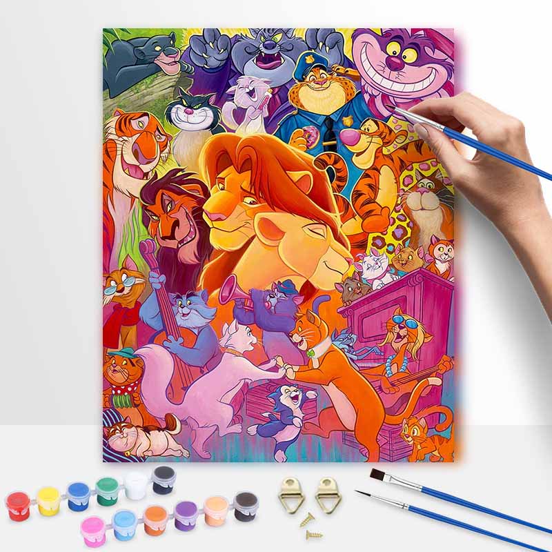 Disney Lion King Cats Characters Oil Painting Art Set Handmade Diy Gift Home Decoration