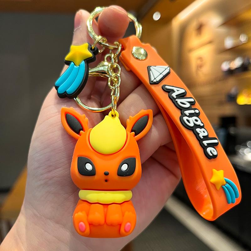 6cm Pokemon Anime Figure Eevee Pikachu Vaporeon Umbreon Glaceon PVC Figure Keychain Bag Keyring Children s Toys Birthday