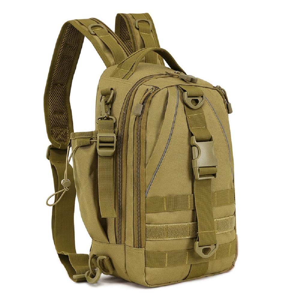 

PHOENIX IKKI 3-Way Multi-Pocket Large Capacity Camouflage Fishing Tackle Bag, Fishing Rod Case, Shoulder Bag, Backpack, Brown