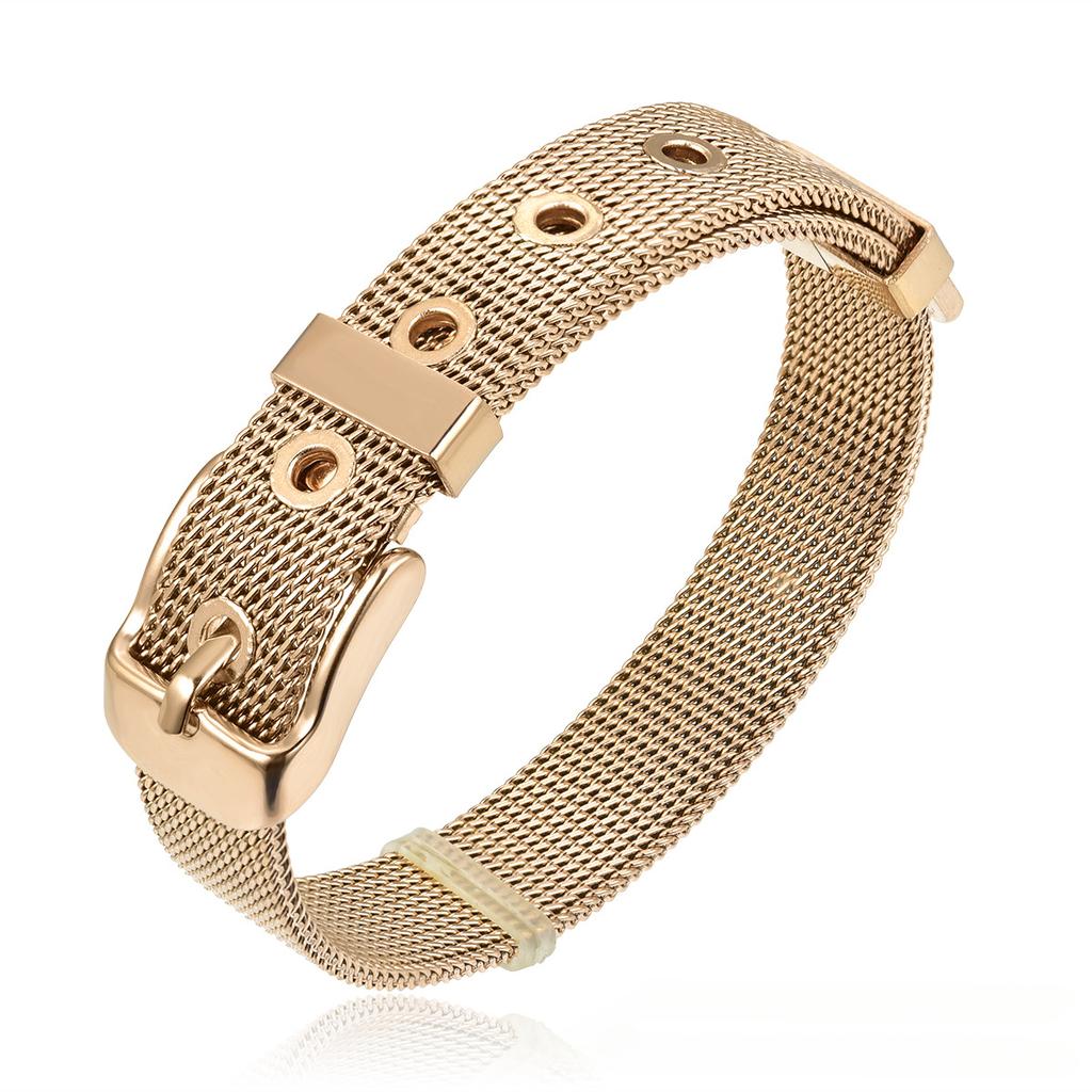 Personalized Versatile Stainless Steel Bracelet for Women Adjustable Titanium Steel Jewelry Braided Mesh Bracelet