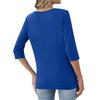Women's Fashionable Casual Button-down Collar Three-quarter Sleeve T-shirt Top