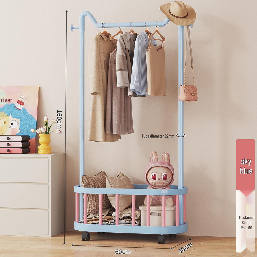 Mobile Clothes & Hat Rack, Dormitory & Bedroom Floor Stand, Small Hanging Rack with Bag Hook - 2026 New Style.