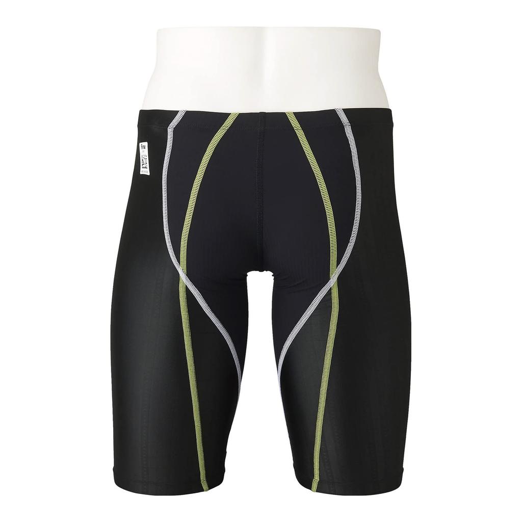 Mizuno FX SONIC Prism Half Spats Black X Size for Competitive and Challenge FINA Swimming Men's (N2MB1030, Neolime, L) Swimmers. (International