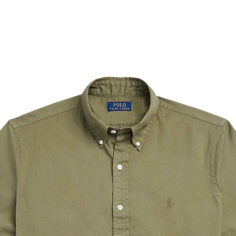 Polo Ralph Lauren SS22 Solid Color Polo Collar Single-Breasted Short Sleeve Shirt Men Shirts Military-Green MNPOWOV1N820492-300