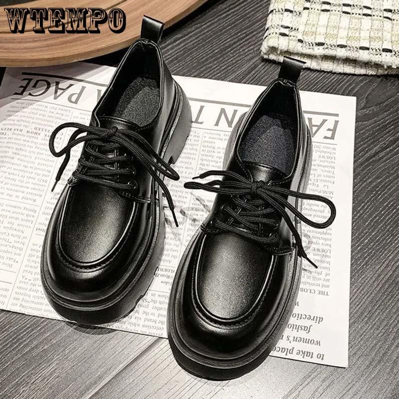 Schwarzer Loafer für Damen, Spitze, dicker Boden, Gothic-Lolita-Stil, Kunstleder, Erhöhungsschuhe, Preppy-Stil, rutschfeste Arbeitsschuhe mit flachem Boden